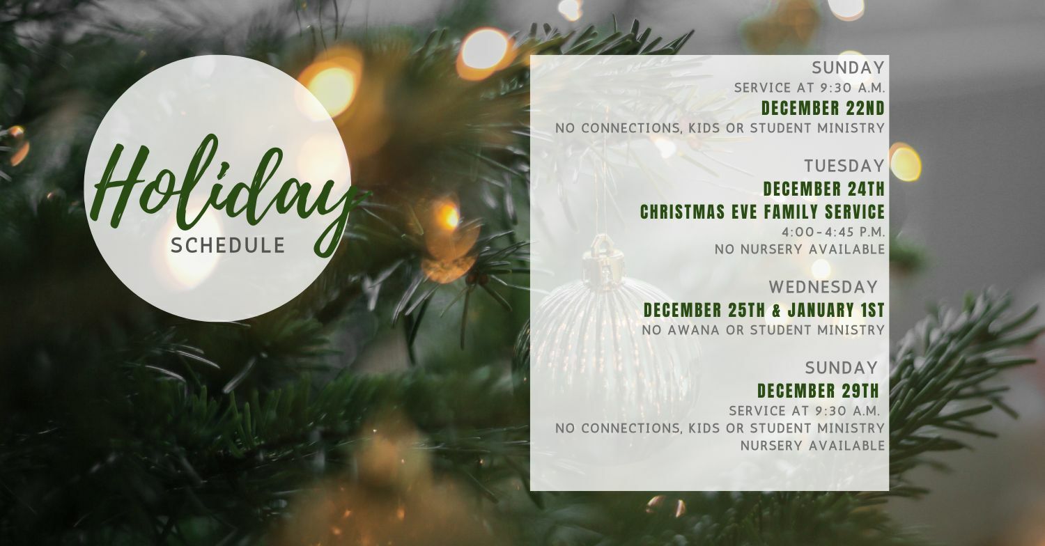 Holiday Schedule Living Rock Church